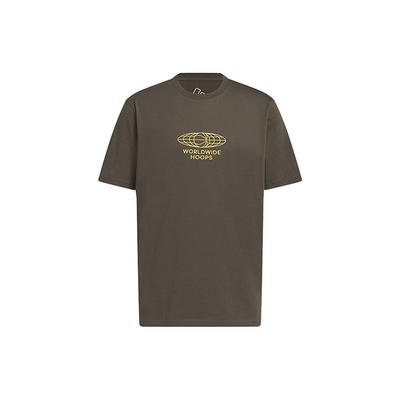Embroidered Logo Pattern Crew Neck T-Shirt Men Tops Dark-Olive-Green IC1874