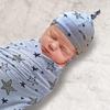 2 Teile/satz Neugeborenen Baby Empfang Decke Stirnband/Hut Baumwolle Swaddle Wrap Handtuch