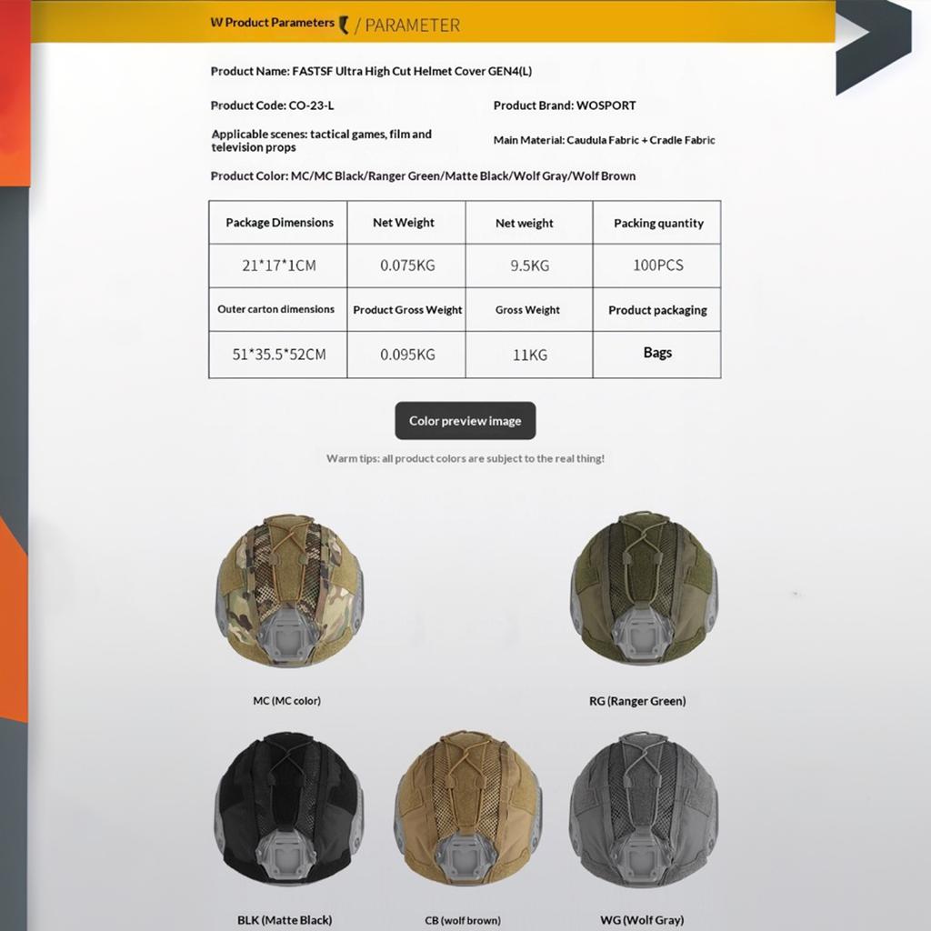 For WOSPORT FAST SF High-Cut Helmet Cover with Elastic Fixed Cord Airsoft Paintball Helmet Cover for GEN4 Outdoor Airsoft Gear