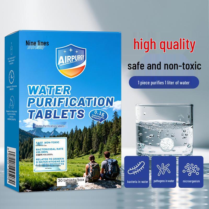 Outdoor Water Purifying Tablets: Deodorize, Remove Algae, Disinfect, and Sterilize for Enhanced Water Quality.