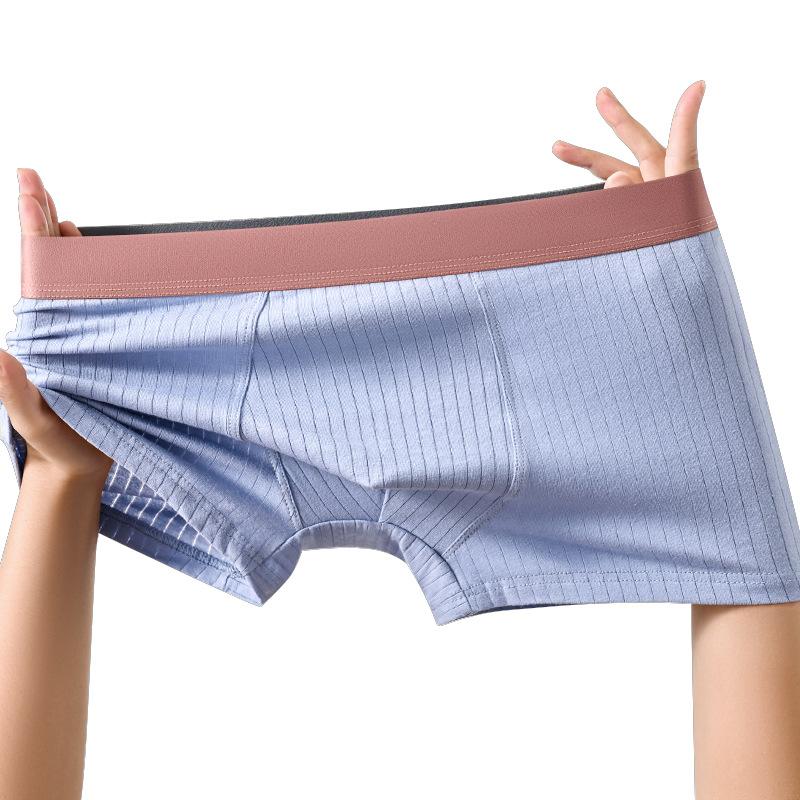 Men's Underwear Cotton Striped Sports Breathable Flat Corner Pants Loose Plus Size Men's Four Corner Shorts