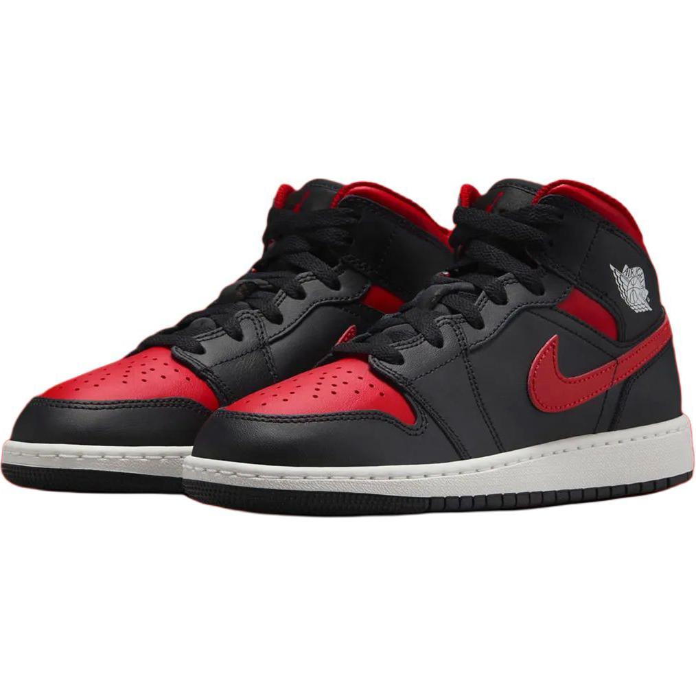 Jordan 1 Mid GS Black Red Kids Sneakers DQ8423-067