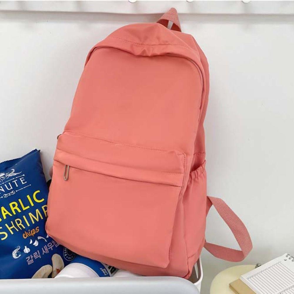 Solid Color Preppy Style Backpack Nylon Teenagers Shoulder Bag Fashion Students School Bag  Outdoor