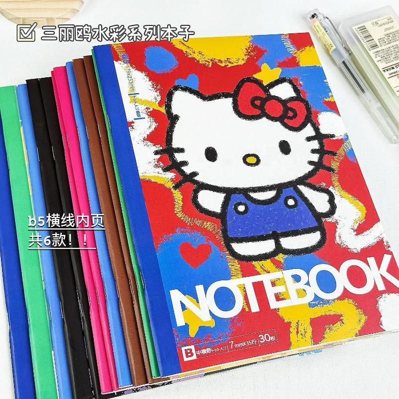 Watercolor Sanrio B5 Notebook Cartoon Anime  Kuromi Learning Book Drawing Booklet Horizontal Notebook Children'S Gift