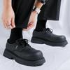 Men's thick-soled heightened derby shoes, retro and old big head shoes, uncomfortable lace-up low-top shoes-R