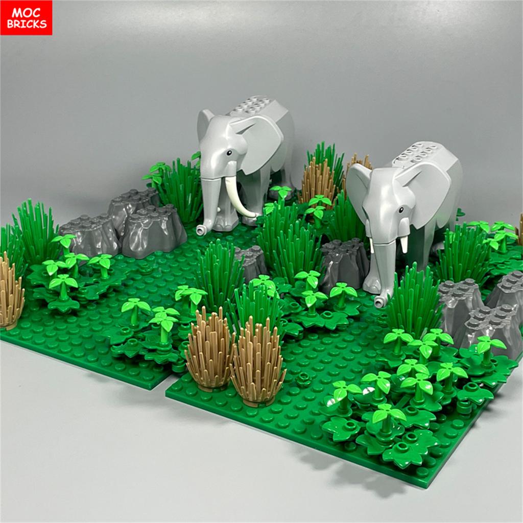 MY OWN CREATION Blocks Animal War Elephant Habitat Thick Forest Grassland Desert Ancient Battle Scene Assembled Building Blocks Children Playthings
