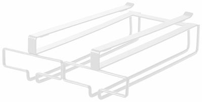 Yamazaki Jitsugyo Weinglashalter für unter den Schrank, doppelt, weiß, B 22 x T 26 x H 7 cm, Turm, kein Bohren oder Schrauben erforderlich, Küchen-Hängeregal 2464