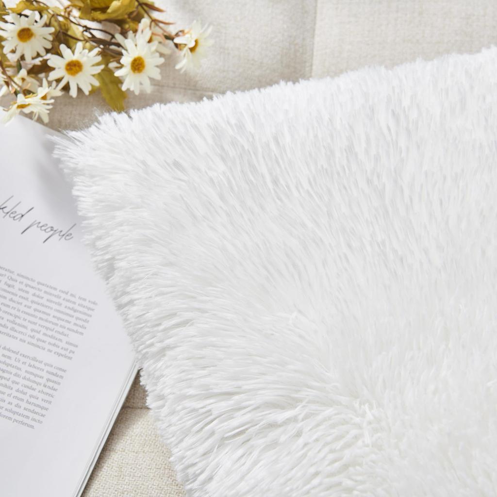 Luxury Soft Faux Fur Fleece Cushion Cover Pillowcase Spring Decorative Throw Pillows Covers, No Pillow Insert,18x18 Inch 2 Pack