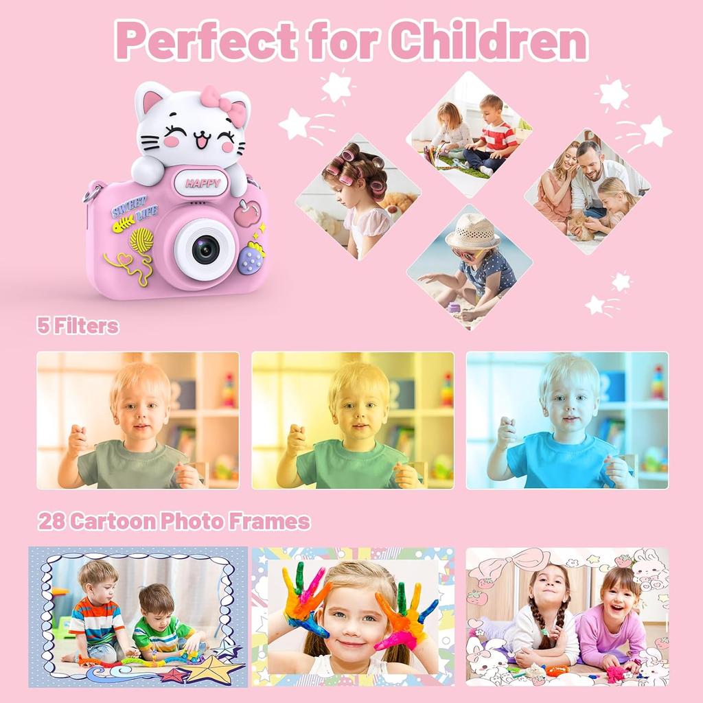 Kids Camera for 3-10 Year Old Boys and Girls, 48MP 1080P Digital Camera for Kids, Children Camera with 16GB MicroSD Card, Christmas Birthday Gifts