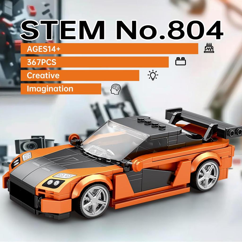 367 STÜCKE Orange Sportwagen Bausteine Klassisches Fahrzeug Automodell Desktop Dekoration Kreatives DIY Spielzeug Weihnachtsgeschenke Für Kinder