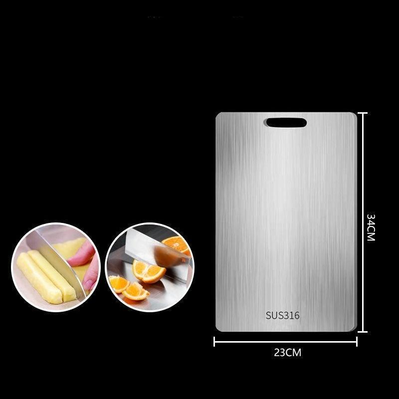 Antibacterial 316 Stainless Steel Double-Sided Cutting Board - Large, Thick, and Mildew-Proof