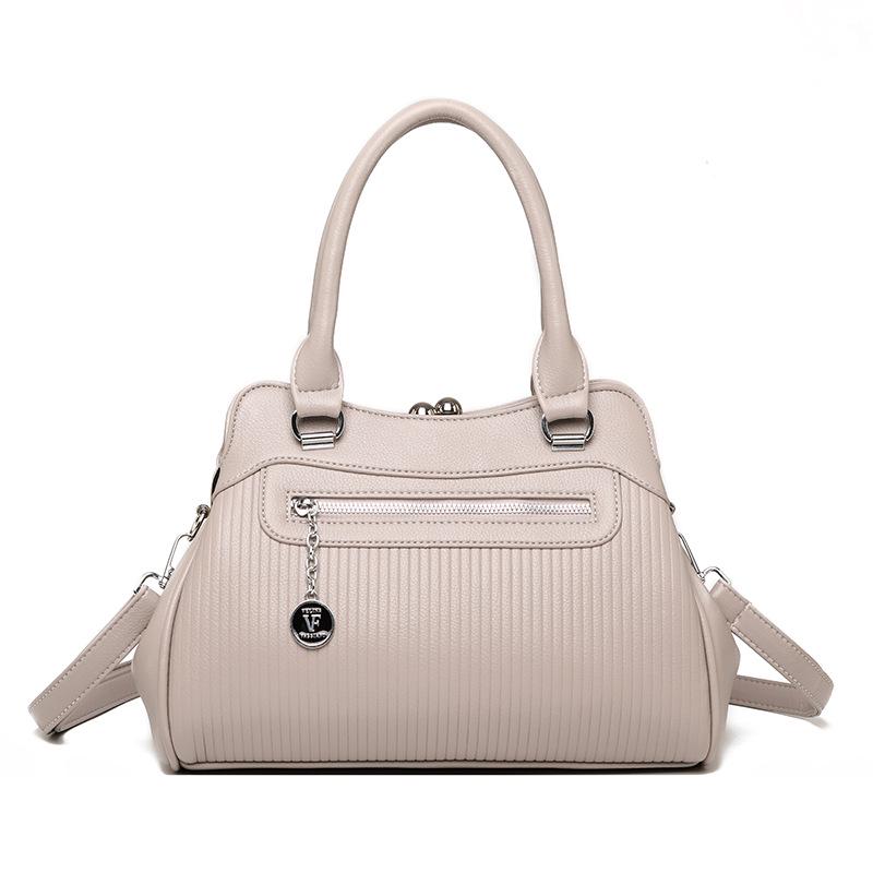 

Модные женские кожаные сумки с несколькими карманами 2025 года - Одноплечевая и сумка через плечо светло-серый