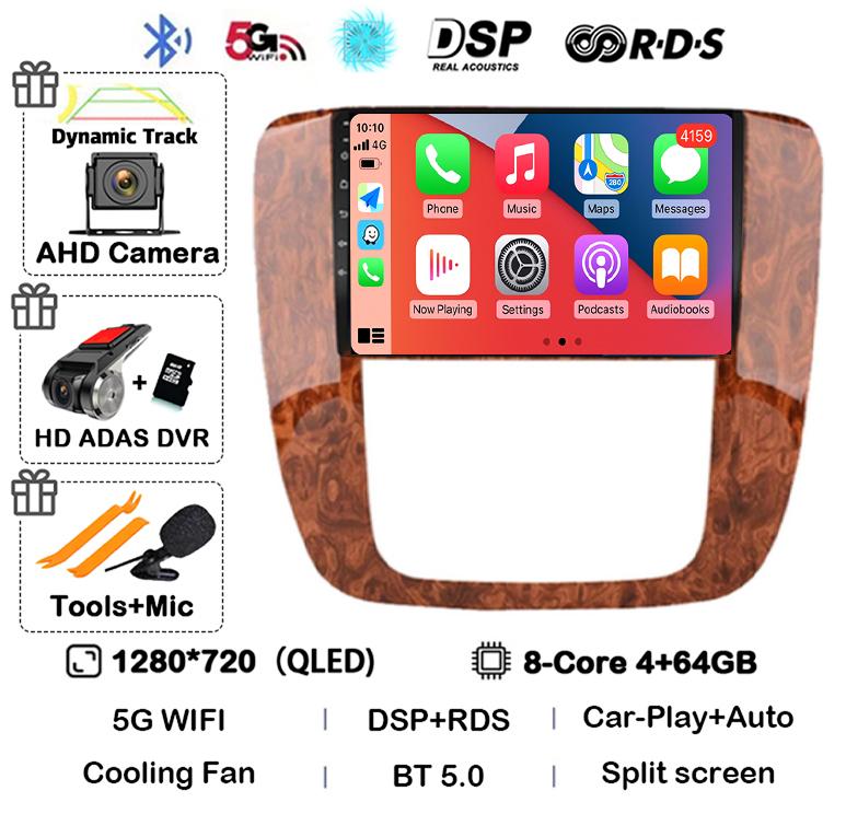 Android 14 Carplay Auto WIFI+4G For GMC Yukon Chevrolet Tahoe Suburban 2007-2012 GPS Car Radio Multimedia Video Player Stereo