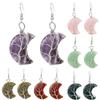 Handcrafted Amethyst Crystal Tree of Life Crescent Moon Earrings