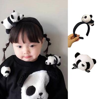 Multiple Type Cartoon Stuffed Panda Shape Hair Hoop Photoshoot Hair Holder Halloween Party Headwear for Children Women