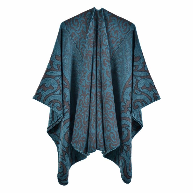 Neuer Damen-Schal-Umhang Retro Flamme Glückswolke Jacquard Warmer geteilter Schal