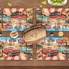 4pcs Vintage Route 66 Placemats Classic Cars Desert Diner Scene American Flag Washable Polyester Table Mats  Retro Kitchen Decor