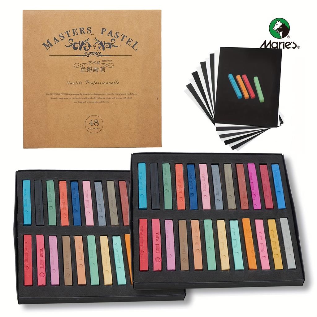 12/24/36/48 Colors Professional Soft Pastels Set,Chalk Pastel Sticks with Storage Case,Blending,Layering,Shading for Adults