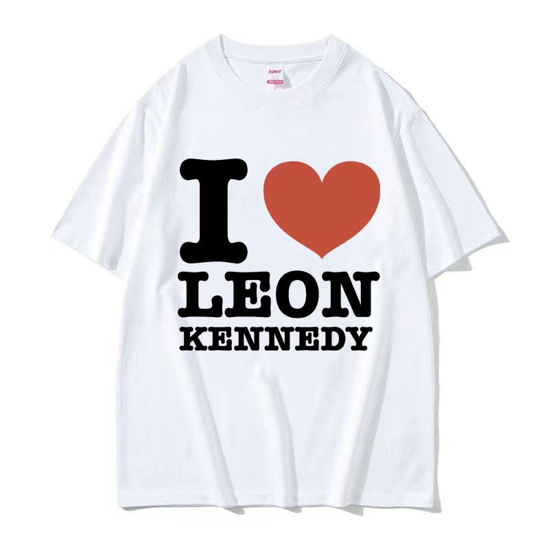 I Heart Leon Kennedy Potisk Trička Pánské Dámské Oblečení Móda Vintage Tričko Pánské Oversized Bavlna Krátký Rukáv Tričko Top