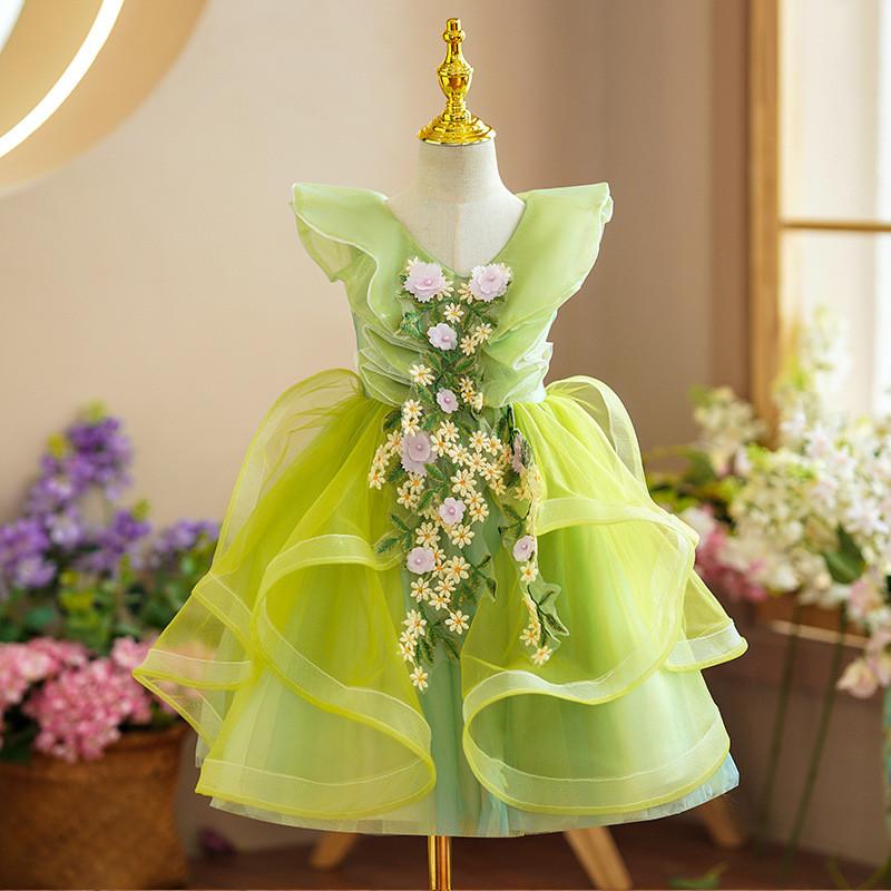 Princess Girl Summer Dress With Polyester Fabric And Puffed Skirt For Wedding And Party Celebrations