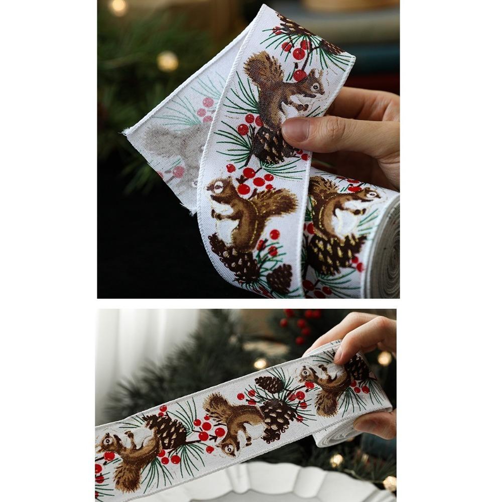 DIY Christmas Ribbon Xmas Gift Burlap Ribbon New Fabric Swirl Ribbon
