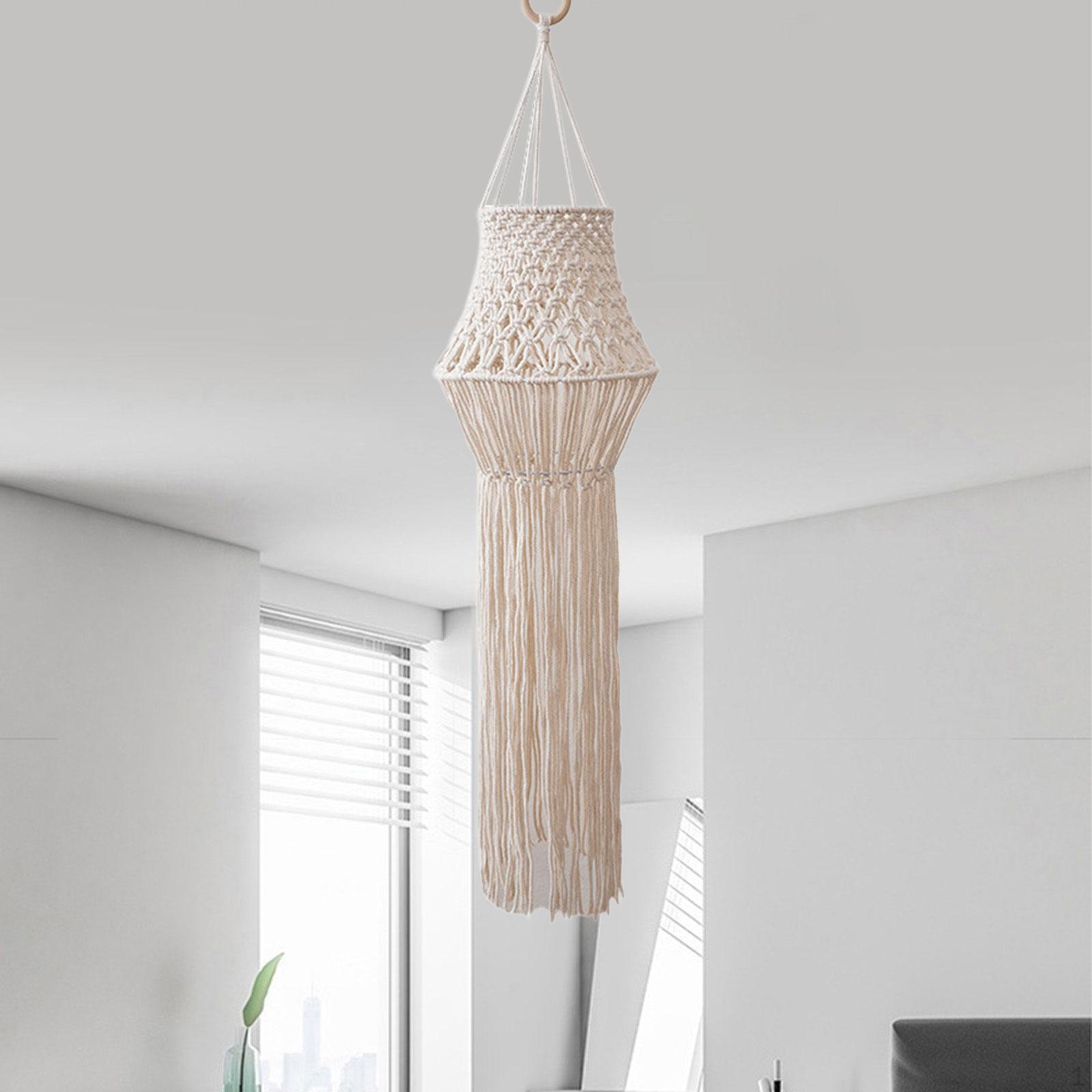 

Бохо Подвесной Макраме Абажур Абажур 9,8x31,5 дюйма Многоцелевой Прочный Потолочный Светильник Чехол