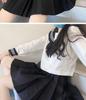 JK Sailor Suit: Black-Collared Off-White Pleated Skirt Set - Three-Piece Basic Style for Spring/Summer