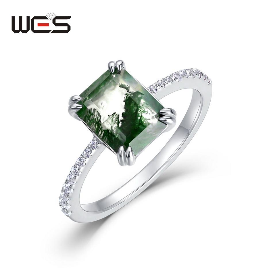 WES   KupferNatürlicher Moosachat Ring Für Damen Oval Geschliffen Seegrasachat Blumenringe Hochzeitsfeier Schmuck Geschenk 6