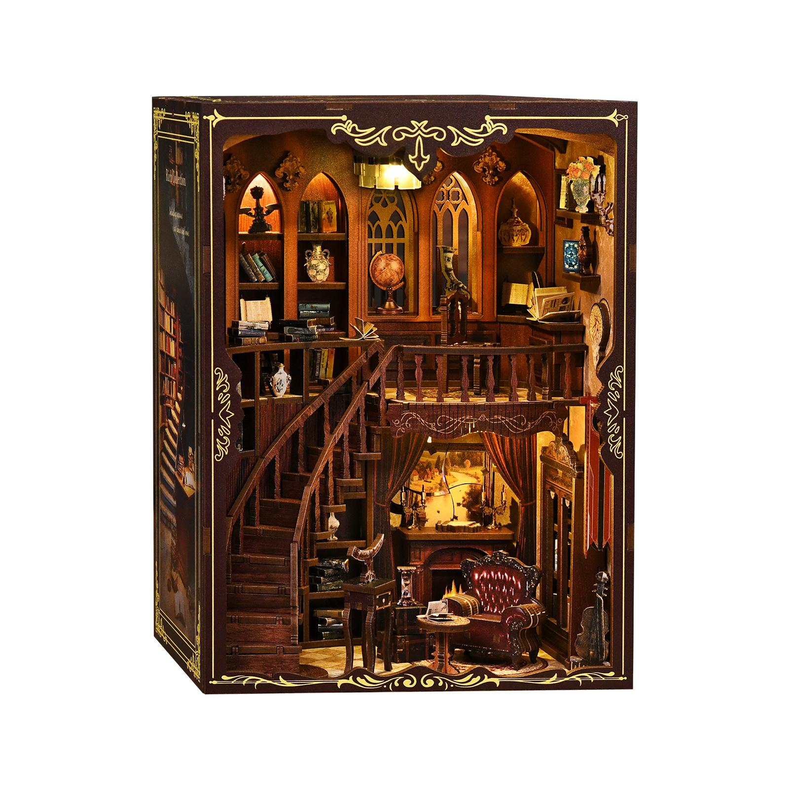 

DIY Book Nook Kit - 3D Wooden Ancient Rhyme Library Creative Christmas & Black Friday Gift Miniature Desktop Decor
