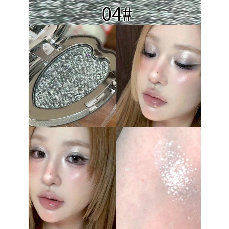 Metallic Glitter Heart Single-Color Eyeshadow Palette, Waterproof Sweat-Proof For Music Stage Performances, Halloween Parties Eye Shadow Palette
