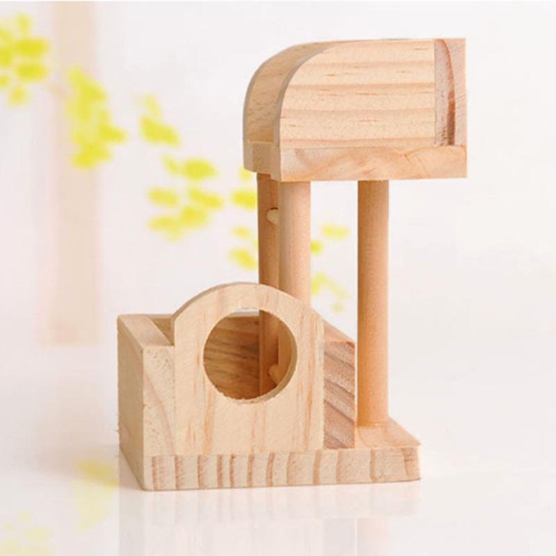 2-story Hamster Wooden Climbing Platform Hiding Shelter House Playground Chew Toy Pet Accessories