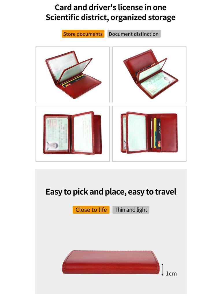 Unisex držák na řidičský průkaz z vícebarevné kůže s přihrádkami na karty