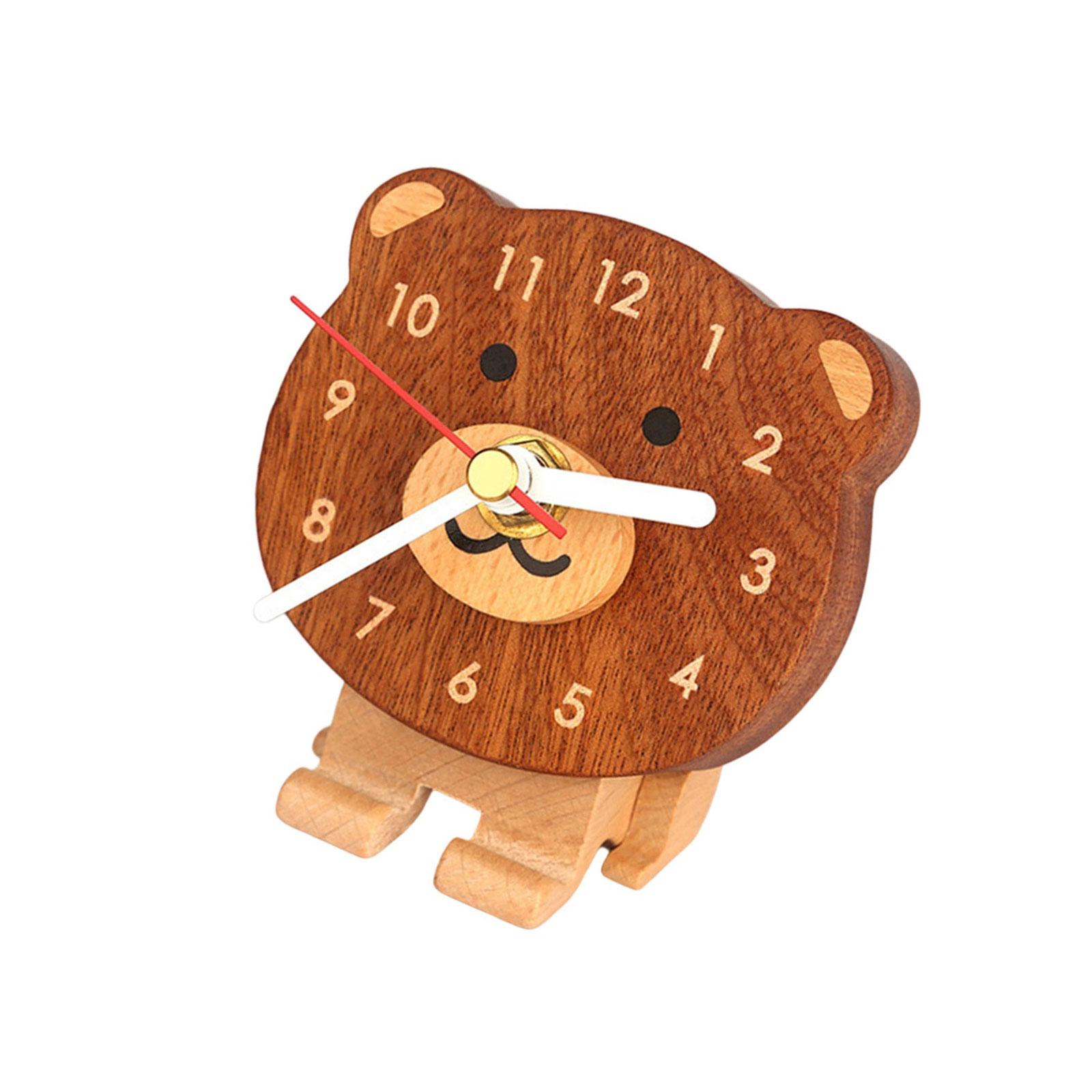 

Часы каминные из массива дерева ручной резьбы, маленького размера и с мультяшным дизайном, для тихого пространства и элегантного украшения дома 4