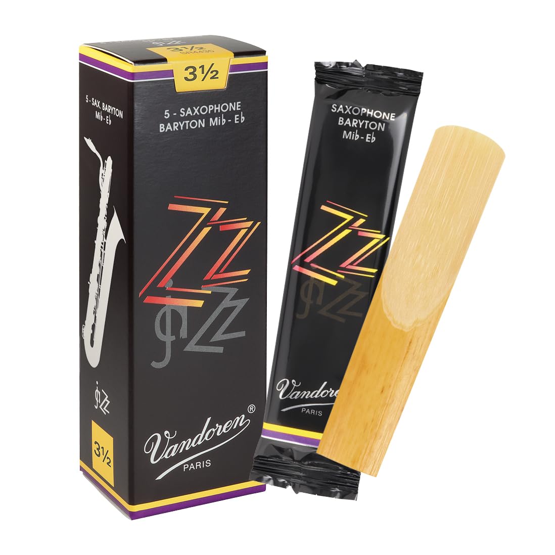 Vandoren Baritone Saxophone ZZ Reeds, Series, Hardness 3-1/2 (5 reeds)