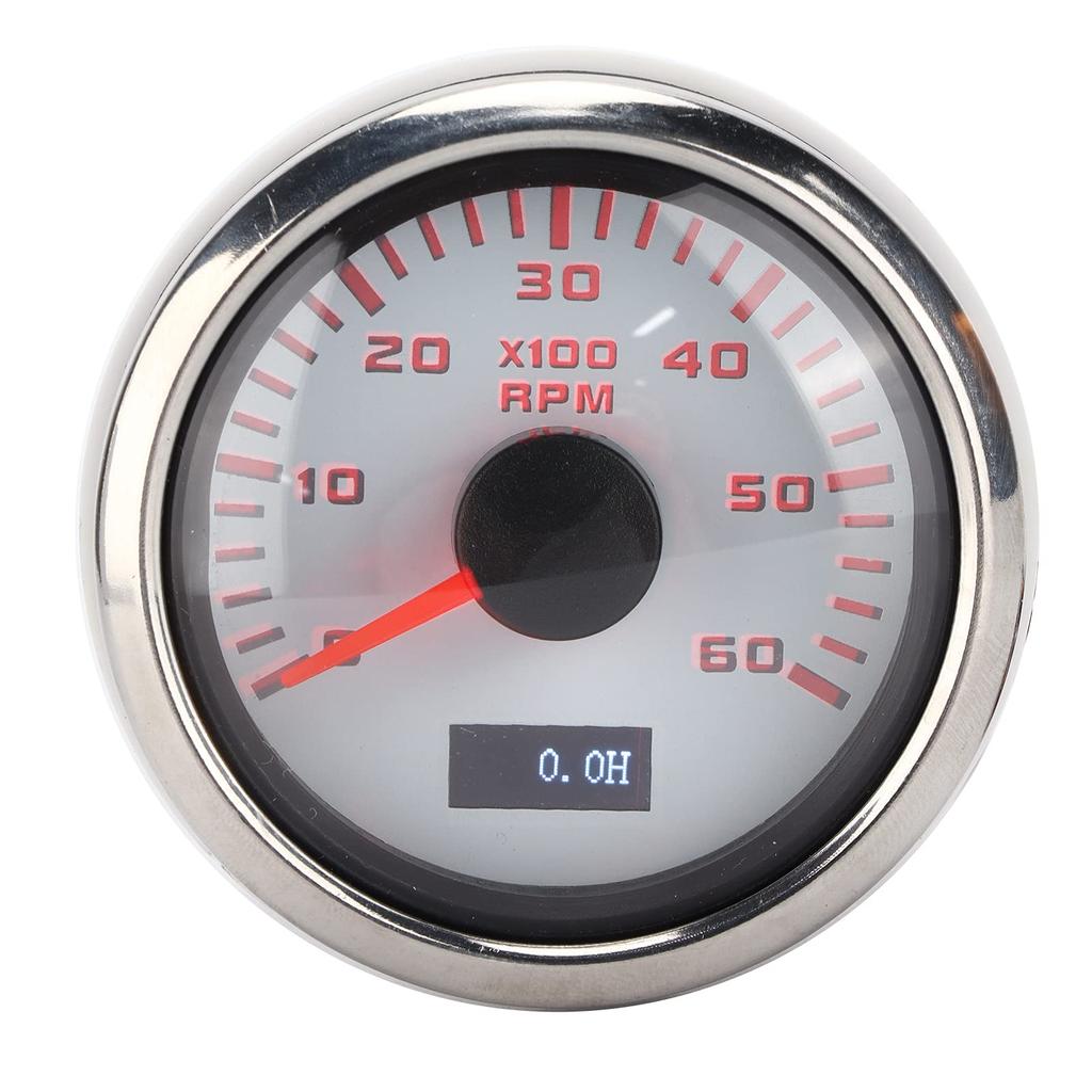 Pointer Tachometer, Boat Tachometer, 52mm ABS Stainless Steel RPM Gauge, IP67 Waterproof for 1-8 Cylinder Motorcycles, Gasoline Cars, and Boats