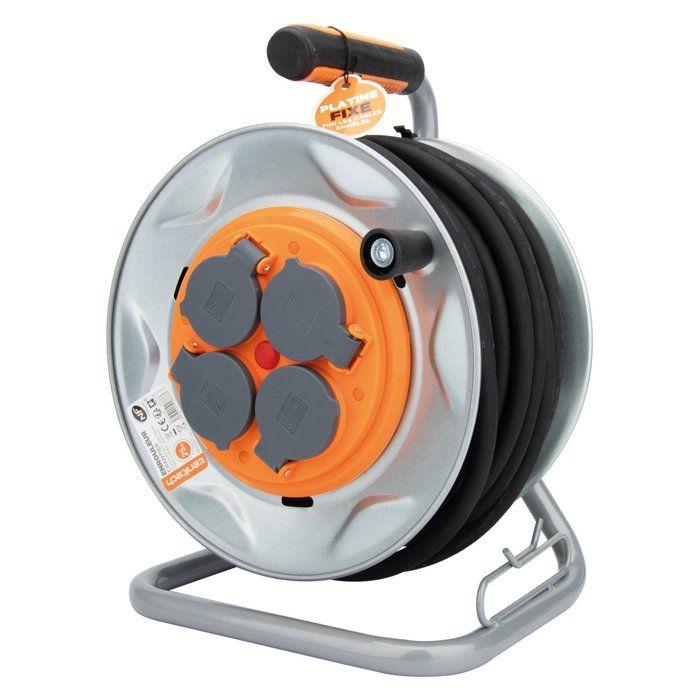 Enrouleur de chantier IP44 4 prises 16A 3G2,5mm² 25m - orange - Zenitech