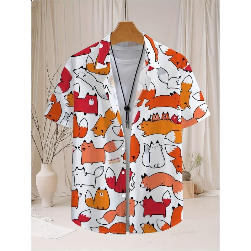 Hawaïaanse Heren Korte Mouw Shirts Strandshirts Heren Shirts Grote Herenkleding Cartoon Dierlijke Patronen Los En Ademend