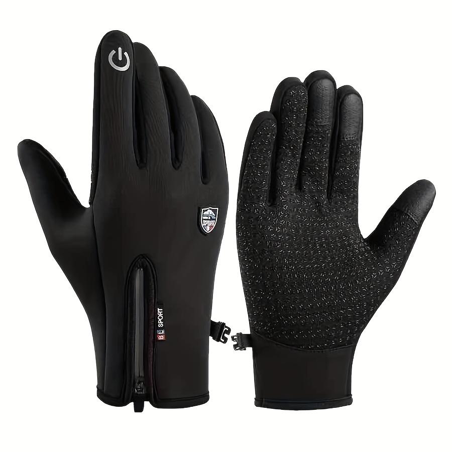 Winter Touchscreen Gloves for Men Women Waterproof Windproof Full Finger Cycling Silicone Non Slip Palm Zipper Sport Gloves for Running Driving Hiking