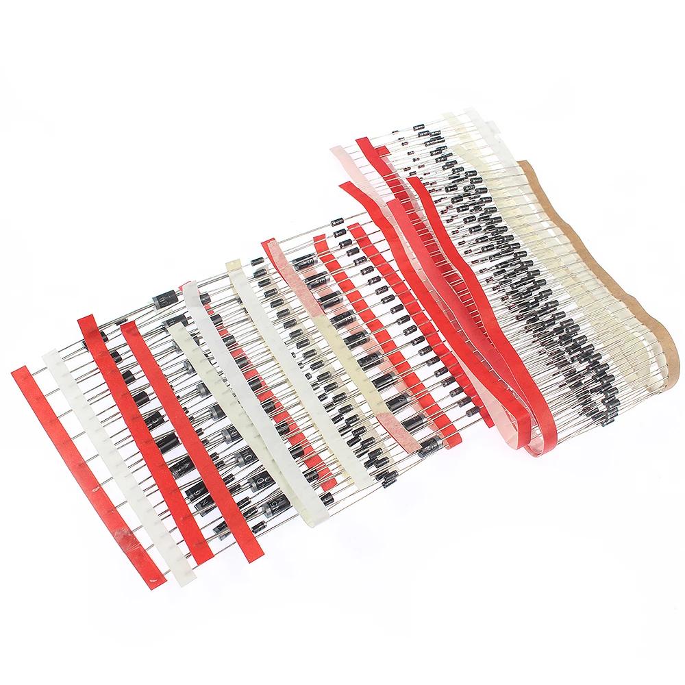 

350PCS Schottky Diode Kit 14Values Rectifier Diodes 1N4148 1N4001 1N4004 1N4007 1N5404 1N5406 1N5408 RL207 UF4007 FR107 FR207 червоний