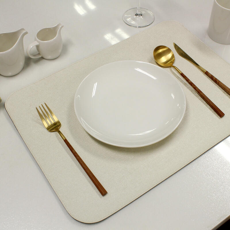Velvet Faux Leather Double-Sided Table Mat IV+BR