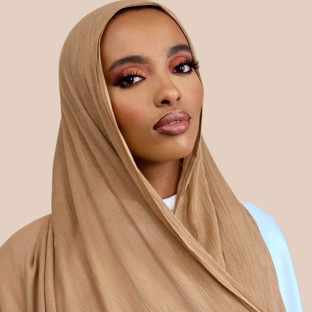 Crinkle Rayon Hijab Women Muslim Scarf Shawls Fringe Solid Headscarf Head Wraps Big Size Plain Islamic Turban Headbands Foulard