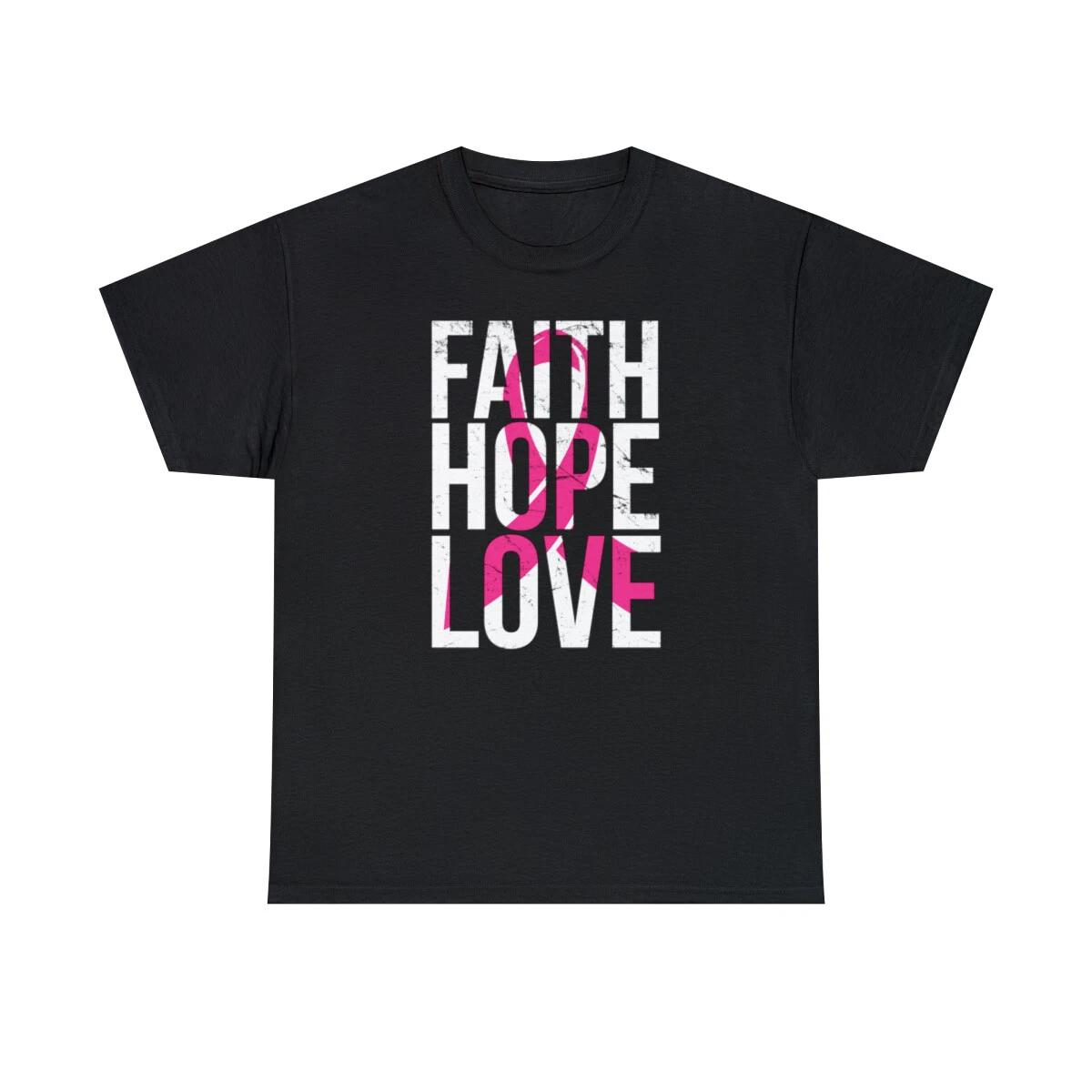 Faith Hope Love Breast Cancer Awareness Graphic T-Shirt, Sizes S-5XL L