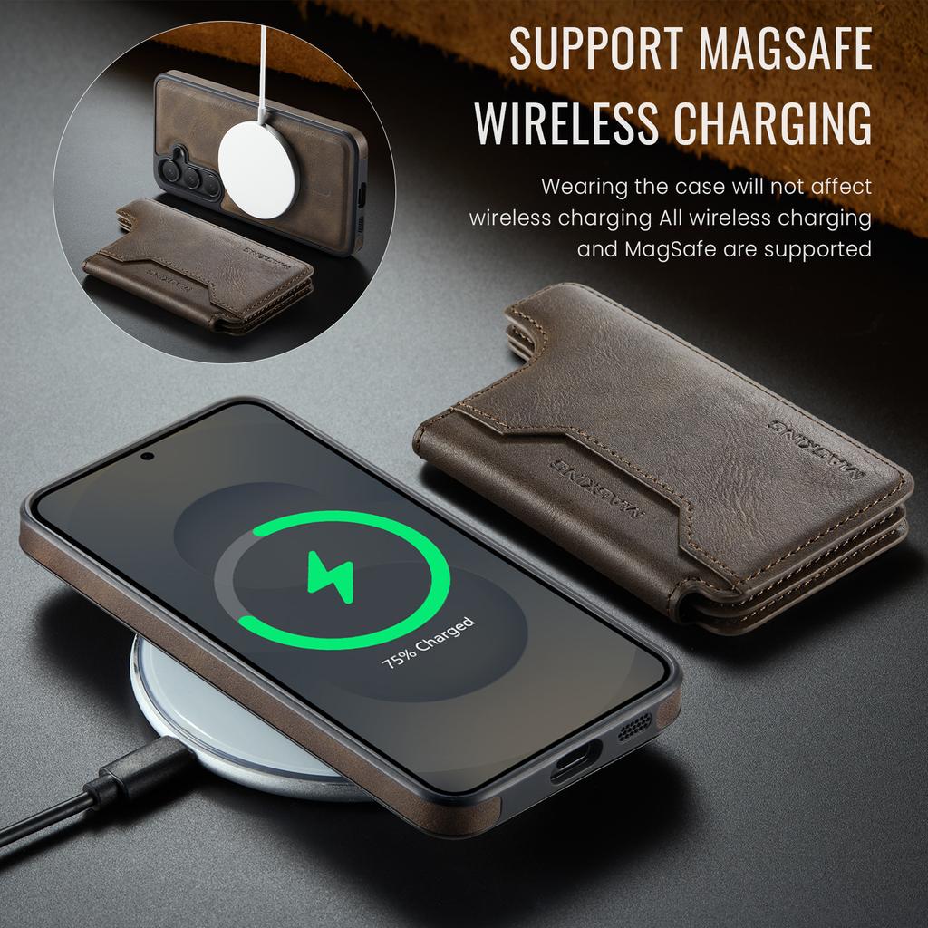 MAGKING K3 Series For Samsung Galaxy S25 Magnetic Case Wallet PC + TPU + PU Phone Cover