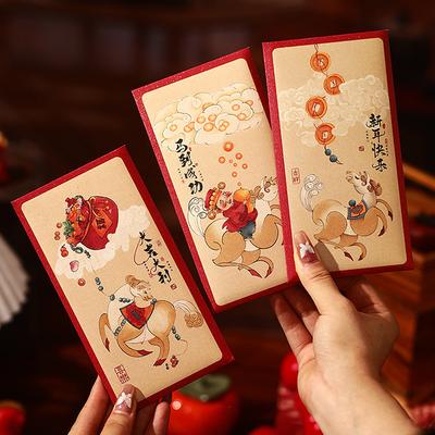 6 Stück 2026 Jahr des Pferdes Rote Umschläge Chinesisches Neujahr Rotes Päckchen Glücksgeldbeutel Geschenkumschläge Rotes Päckchen