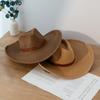 Neue Design Natürliche Papier Western Cowboy Hut 13CM Große Breite Krempe Frauen Männer Sommer Strand Strohhüte Panama Cowgirl jazz Sun Caps