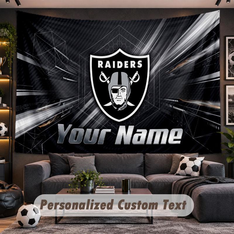 Wall Hanging Tapestry Custom NameLas Vegas Raiders Pattern Personalized Printed Fabric Wall Decor