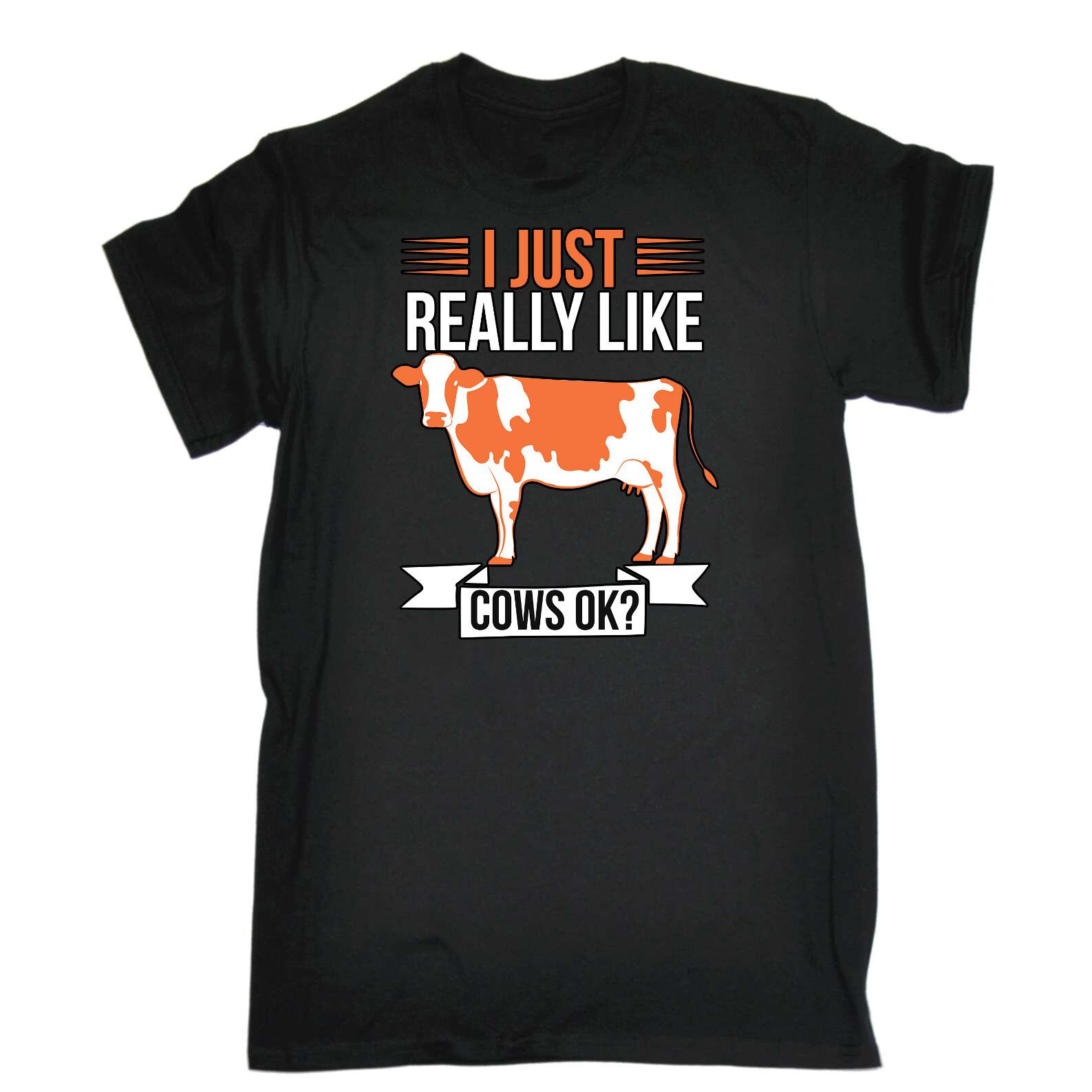 Мне просто очень нравятся коровы, хорошо - Мужская смешная новинка 100% хлопок Футболка Мужские футболки Топ 100% хлопок Мужские футболки Топ Футболки 3XL