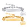 Customized Engraving Laser Name Bracelets For Kids Stainless Steel Bracelet With Crown Cuban Chain Custom Baby Jewelry Gifts