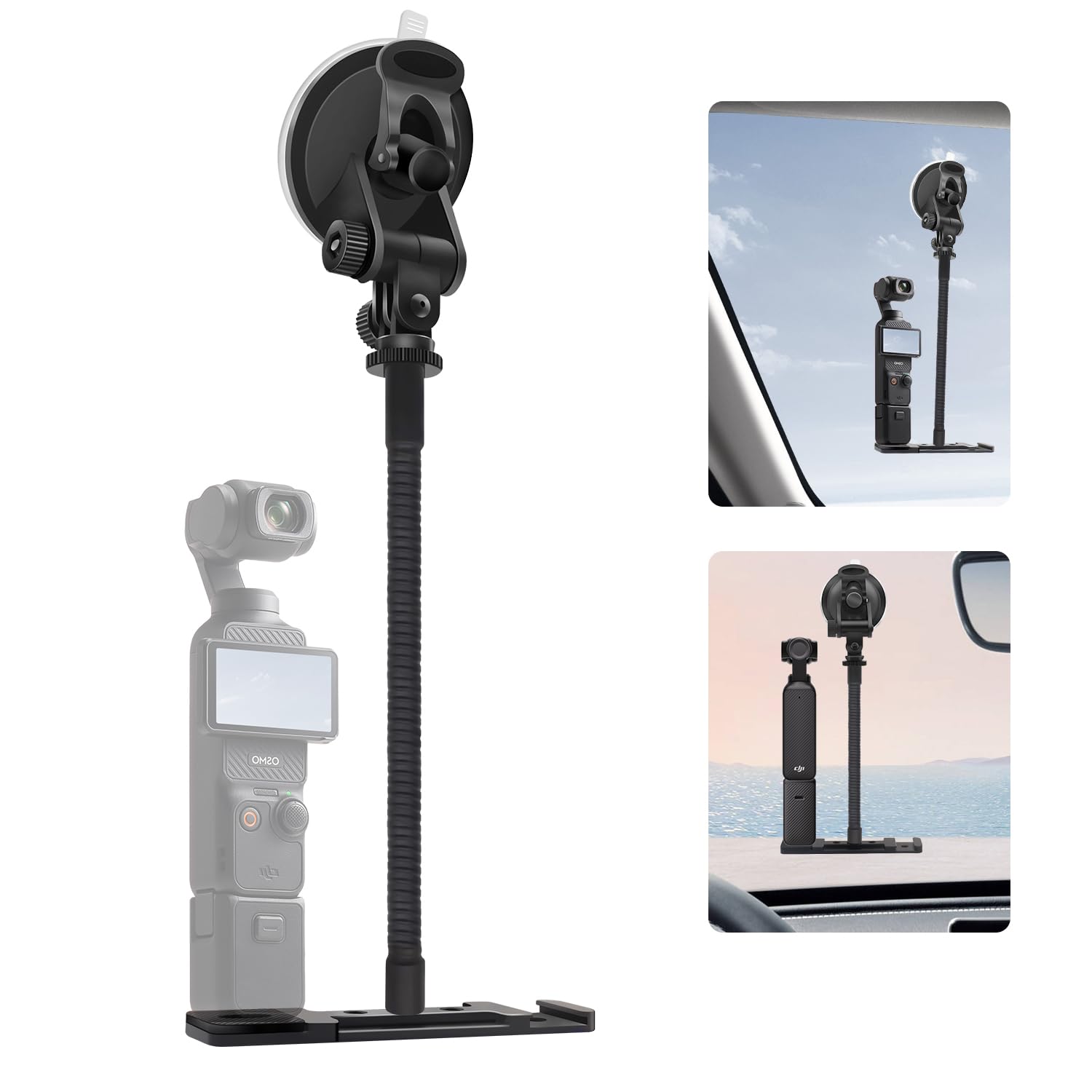 

WEWOGA Osmo Pocket 3 Suction Cup Suction Mount for Car Windshield Window Suction Cup Camera Mount Holder Kit Compatible with DJI Osmo Pocket 360 Go3