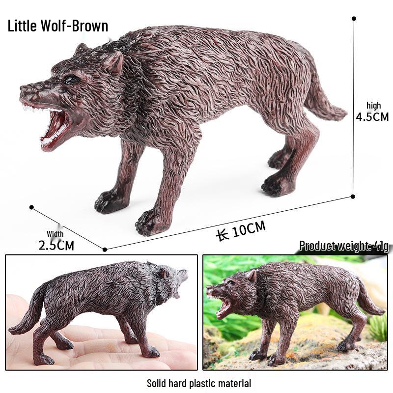 Cross-border Wild Animal Model: Prairie, Brown, Snow, Predator Wolves & Cub Educational Display Toy
